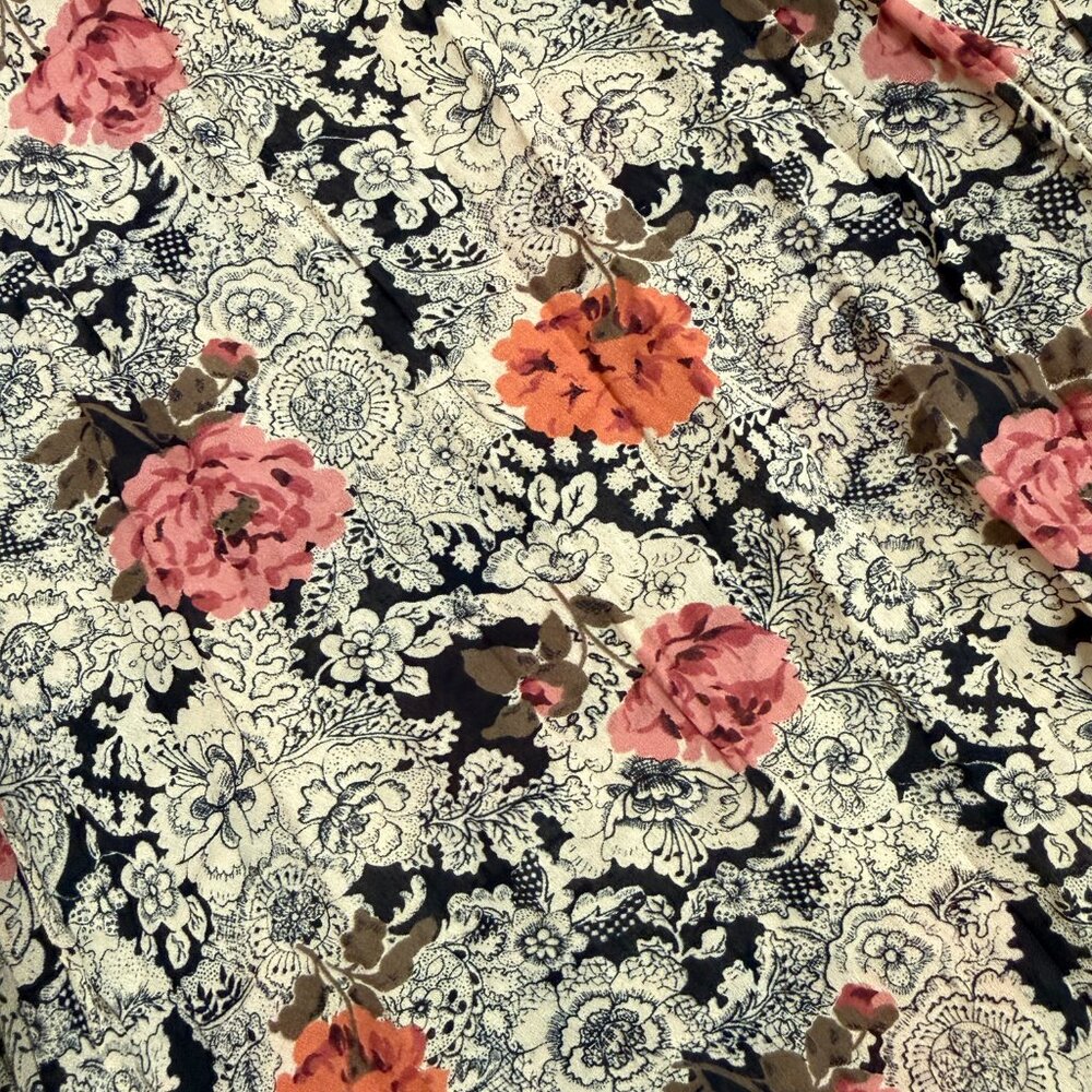 Vintage Floral Midi Dress Retro Roses Rockabilly L - Picture 8 of 8